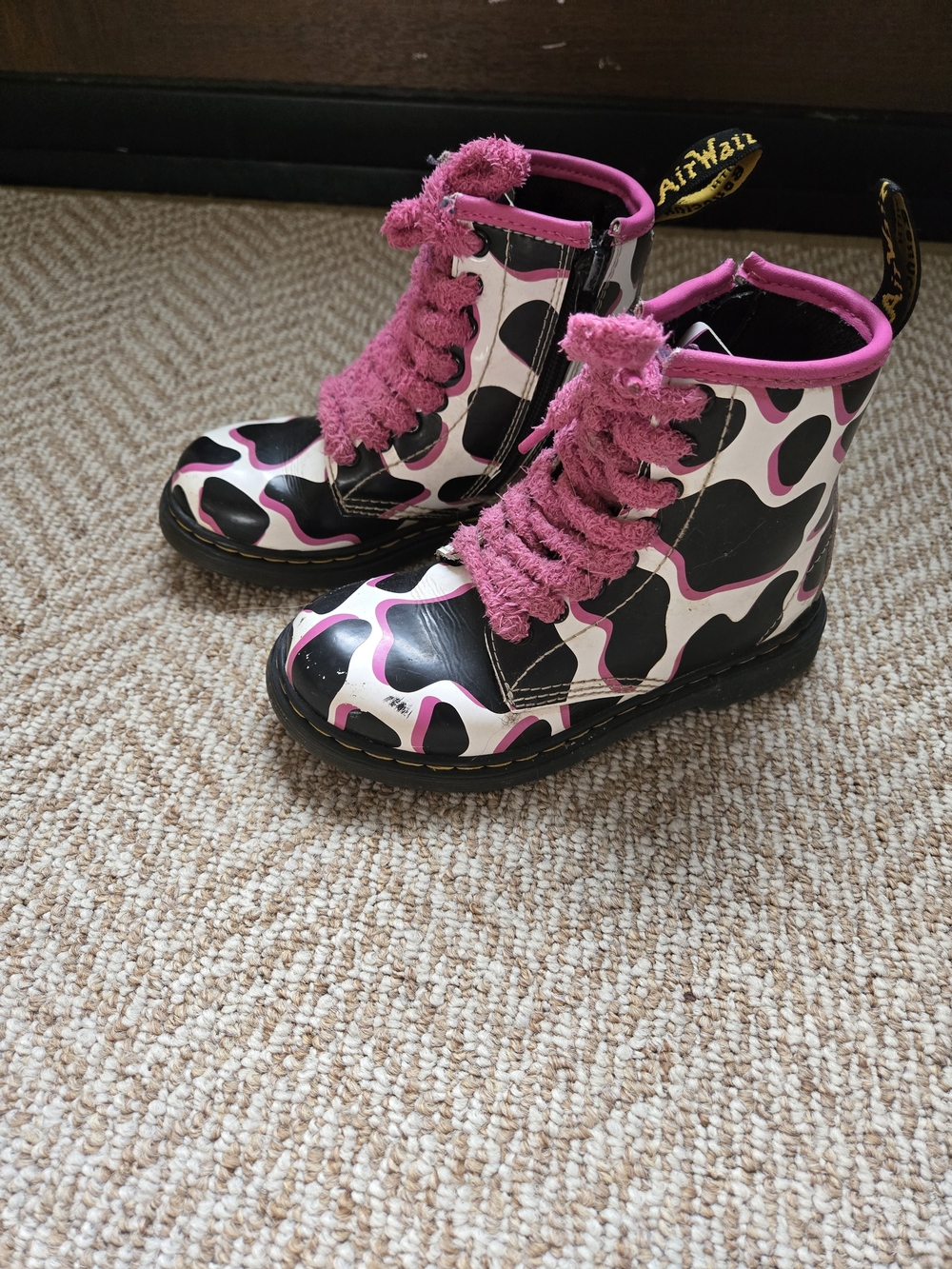 Dr. Martens Kids Black and Pink Zip Boots